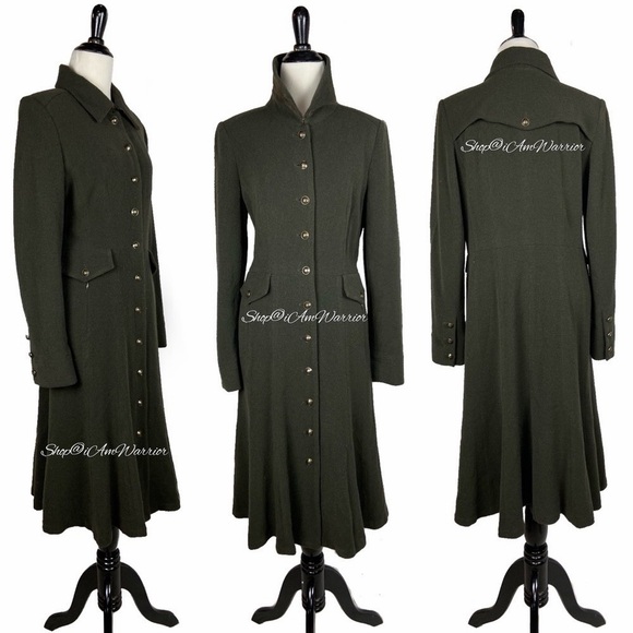 Bill Blass NY RARE Olive Wool-Cashmere Military Riding Coat shop@iamwarrior - Picture 6 of 14